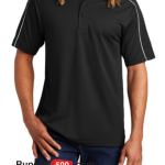 Men's Piped Polo T Shirts - Medium, Black/ Iron Grey