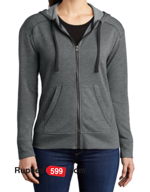 Ladies Full-Zip Hooded Jacket - XS, Dark Grey