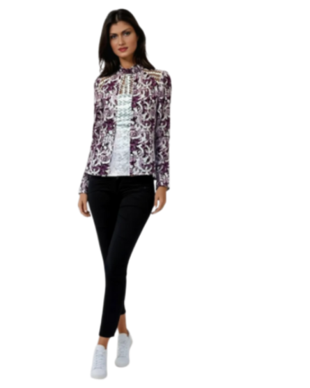 Ladies White and Magenta Combo Blouse