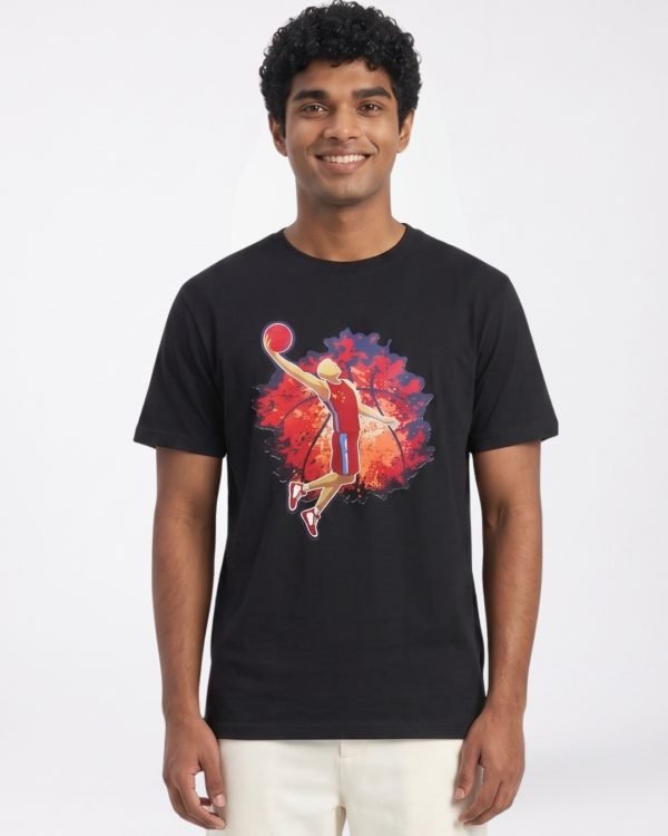 Men's Black Graphic Print T-Shirt