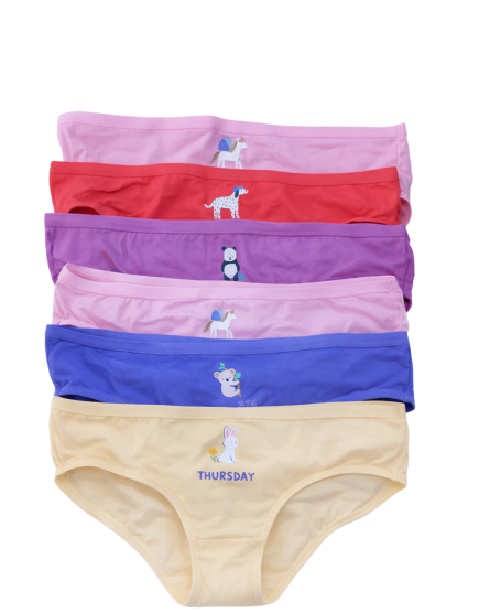 Girls’ Character Cotton Brief Set – 6 Pieces (11–12 Years)