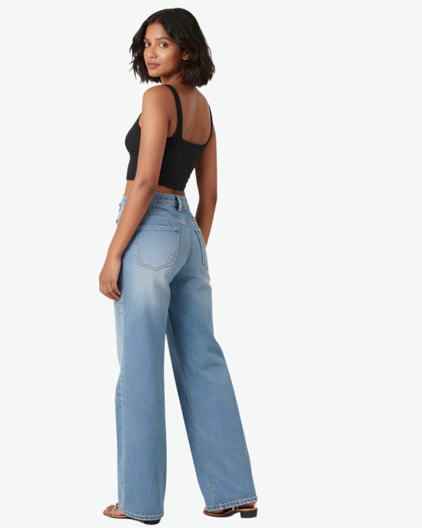 Women's Vintage Straight Denim Pants – Light Blue
