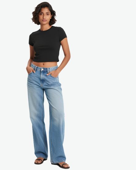 Women's Vintage Straight Denim Pants – Light Blue