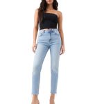 Women's Frayed Straight Jeans