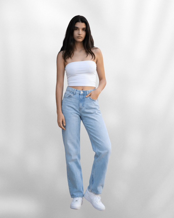 Women's Vintage Straight Denim Pants – Light Blue